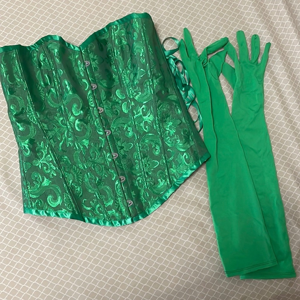 Women’s Waist Corset with Spandex Long Gloves